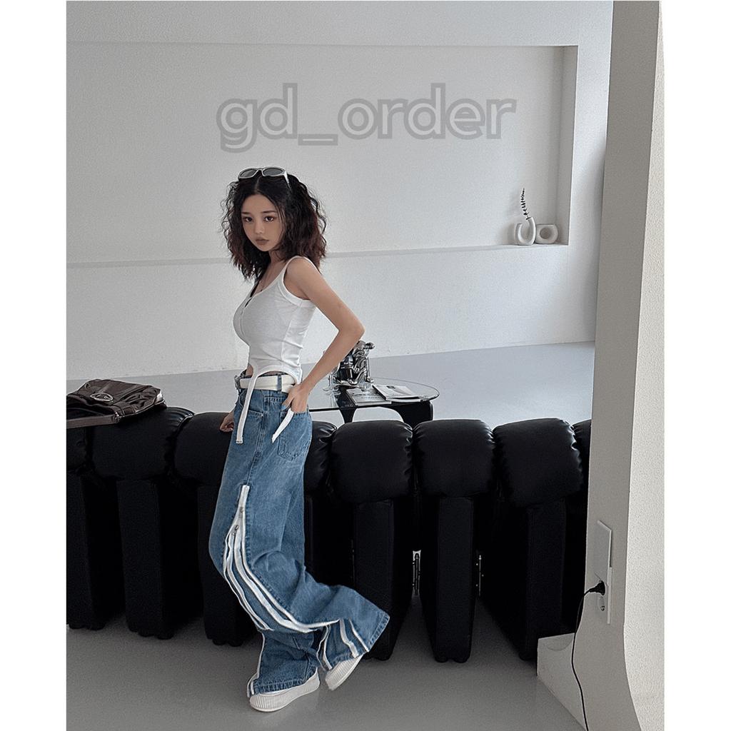 Q5|Quần jeans bò nữ ống rộng khóa kéo bên hông hàn quốc basic dễ mặc đi học, đi chơi gd_order