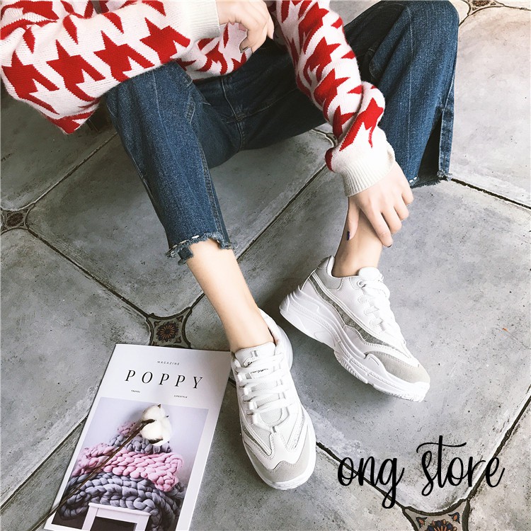 MIỄN PHÍ SHIP Giày thể thao nữ đế cao phong cách Hàn Quốc trắng đen (số 8) | BigBuy360 - bigbuy360.vn