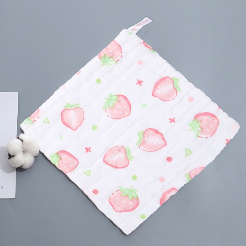 Bộ 5 Khăn Lau Mặt 6 Lớp Chất Liệu Cotton Muslin In Họa Tiết Trái Cây / Động Vật Hoạt Hình Cho Bé
