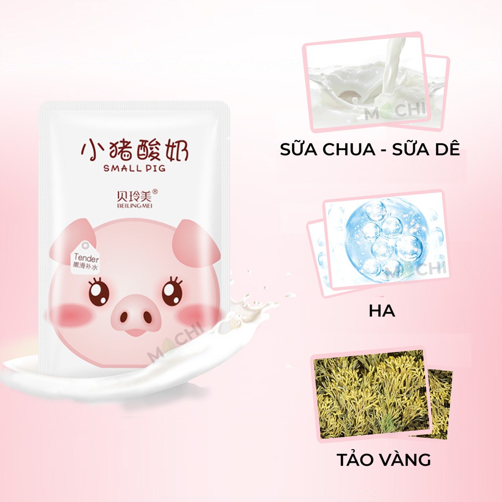 Mặt Nạ Sữa Tươi Dưỡng Trắng Da l Cấp Ẩm l Ngừa Mụn Mask Giấy Heo Pig Beiling Mei Cao Cấp Nội Địa Trung MOCHI SHOP