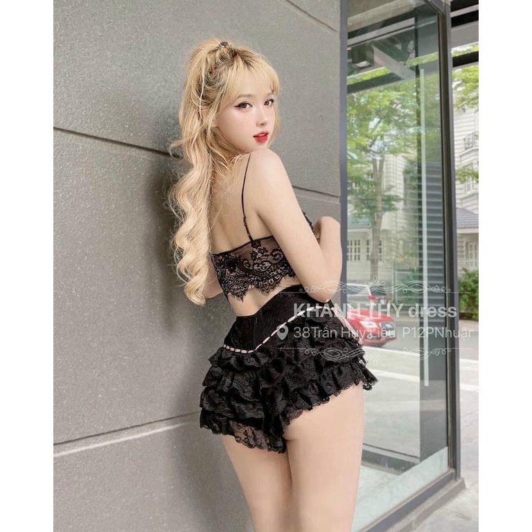 Quần đùi nữ , quần đùi mặc nhà phối ren nhiều tầng sexy - QO05 | BigBuy360 - bigbuy360.vn