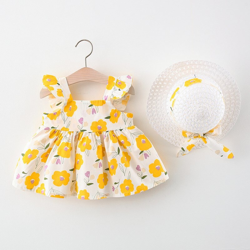 Váy 2 dây cánh tiên đi biển kèm mũ cho bé 6-16kg - Siêu mát - Thấm hút - Đồ đi biển - Làm quà tặng - Shubishop