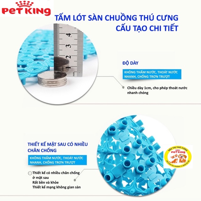 Tấm lót sàn Chuồng Chó, Mèo bằng nhựa nhiều màu bằng nhựa PVC 20x30cm