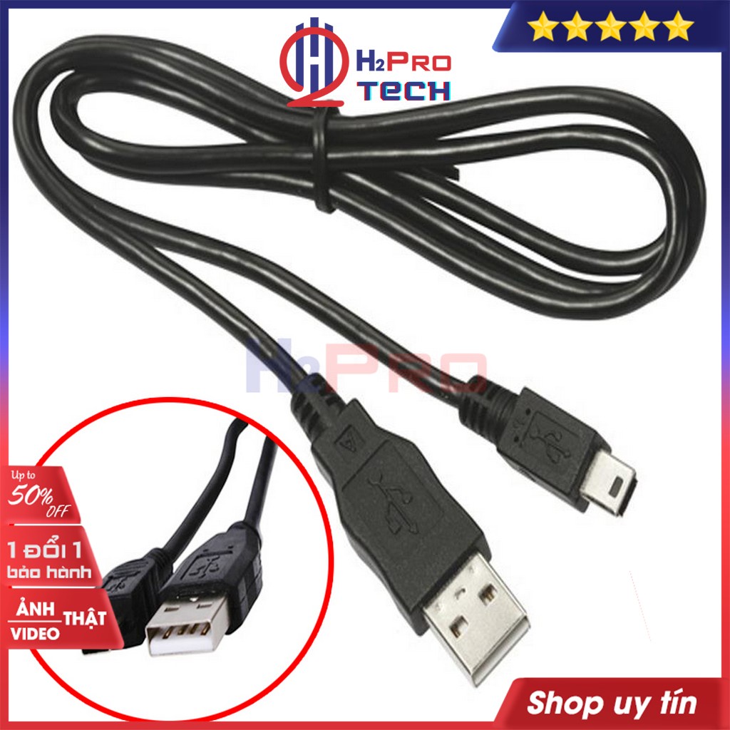 Cáp Mini Usb V3, Dây Cáp Chuyển Đổi Usb 2.0 Ra Mini Usb V3 Chân Vuông, Dài 1M Chống Nhiễu, Bền Bỉ-H2Pro Tech