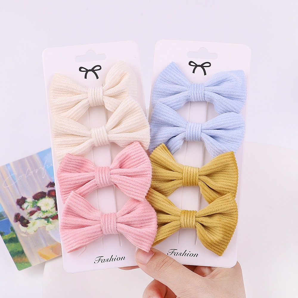 Set 4 kẹp tóc nơ KIDSBOWS họa tiết kẻ sọc thời trang cho bé gái