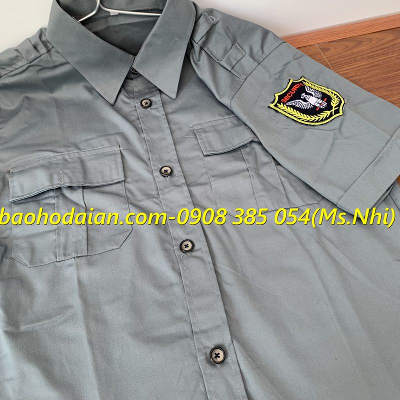 Áo vệ sĩ tay ngắn màu xám sang trọng- Vải kaki thấm hút mồ hôi- Hình thật