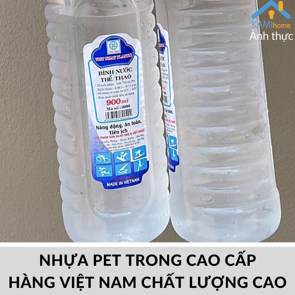 Bình uống nước thể thao Nắp bật nhựa PET cao cấp hàng Việt Nam 900ml Kami22037