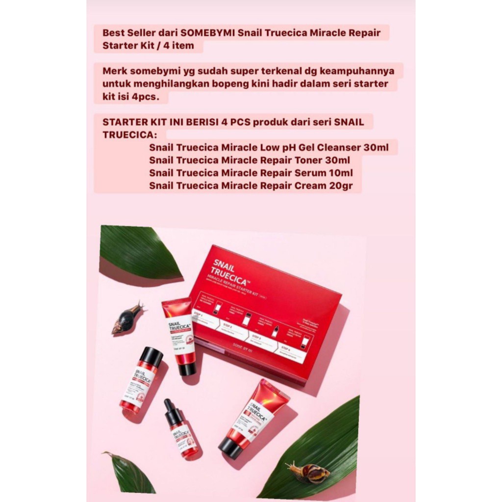 {XẢ KHO SỈ} Bộ Kit 4 Món Tái Tạo Dưỡng Da Chiết Xuất Ốc Sên Some By Mi Snail Truecica Miracle Repair Starter Kit 4