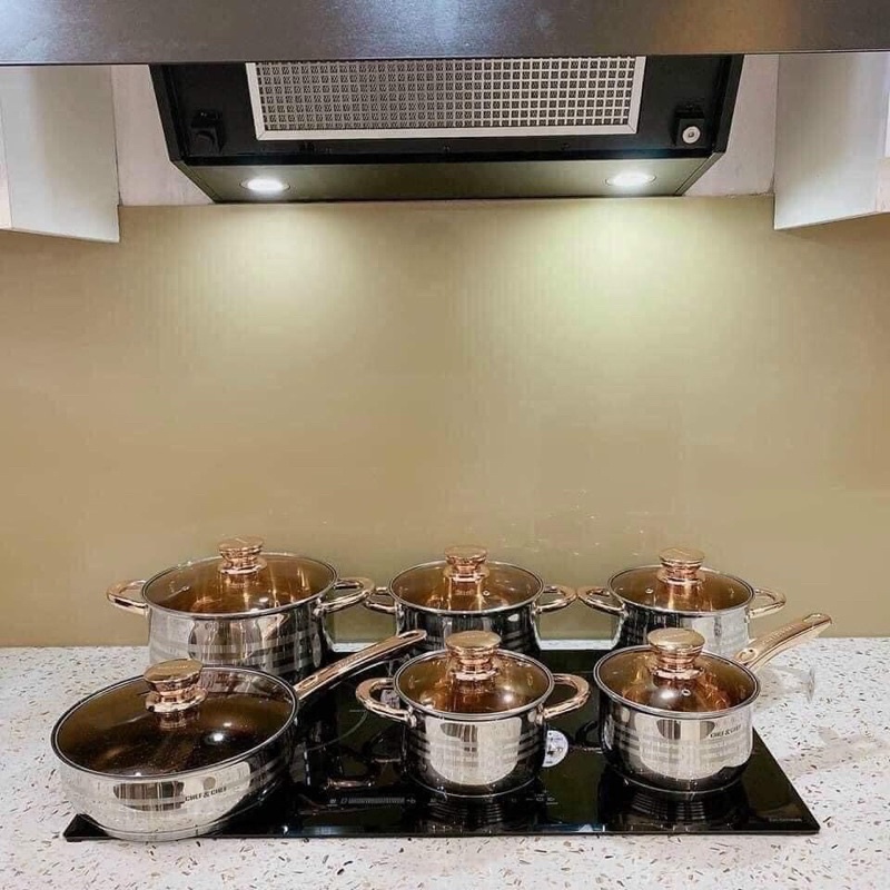 Bộ Nồi Đức 6 Món Vung Kính ENGELBERG EB Nhập Khẩu Chính Hãng