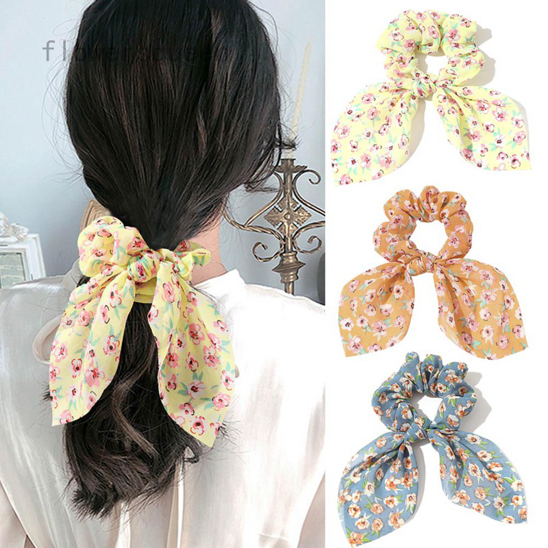 flowersqueen Dây Buộc Tóc Đính Nơ Xinh Xắn Cho Nữ