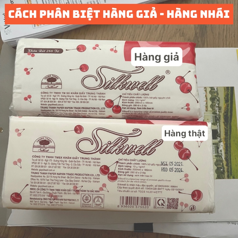 Giấy ăn Silkwell cherry đỏ 280 tờ - cam kết hàng chính hãng 100%