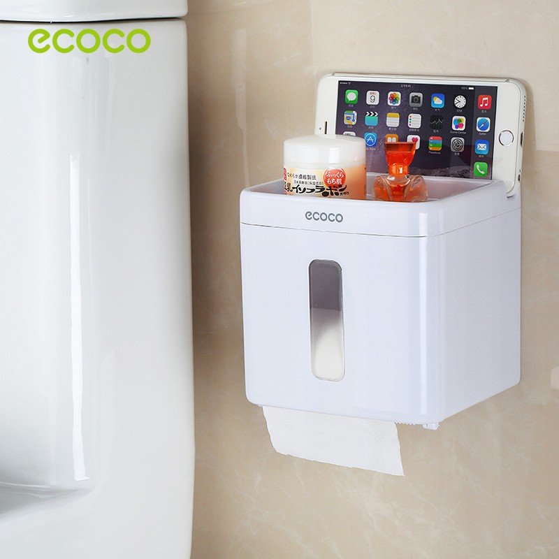 Hộp đựng cuộn giấy vệ sinh thương hiệu Ecoco kích thước 14.5x14.3x13.4cm