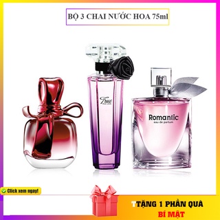 Bộ 3 chai Nước hoa nữ cao cấp online Flower thơm lâu quyến rũ chính hãng 75ml