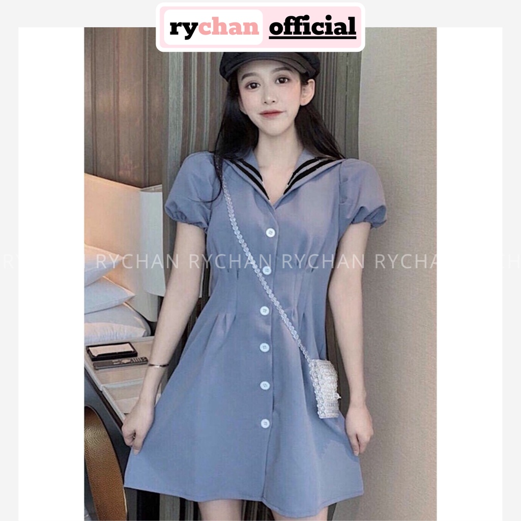 DX198 - Đâm Xòe Xám Xanh Sơ Mi Tay Phồng