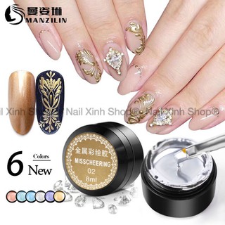 Gel vẽ nail , vẽ nổi 3D ,gel vẽ đặc màu vàng - màu bạc Hot trend