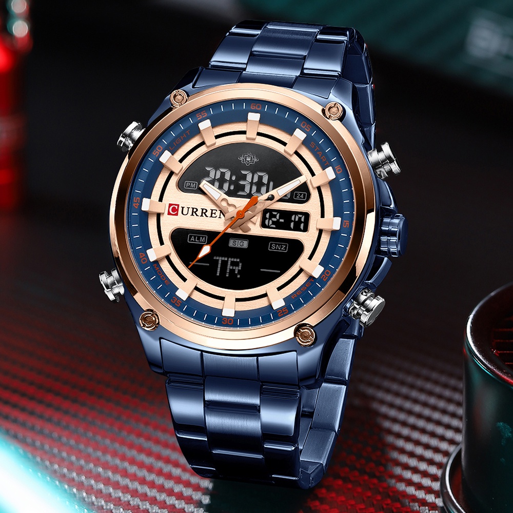 Đồng hồ đeo tay CURREN 8404 máy Quartz bằng thép không gỉ mặt kim dạ quang đơn giản cho nam giới