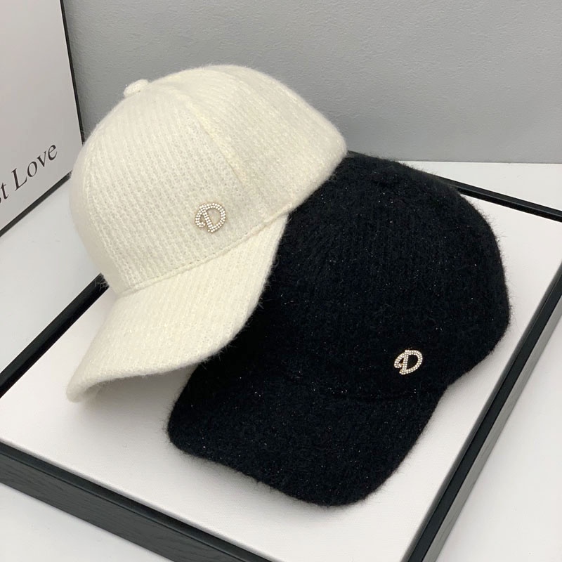 Mũ Lưỡi Trai Dệt Kim Thêu Chữ D Đính Đá Thời Trang Thu Đông Phong Cách Hàn Quốc Mới