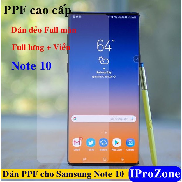 Dán dẻo PPF full lưng viền cho samsung galaxy note 10 / Note 10 Plus mặt trước , mặt sau