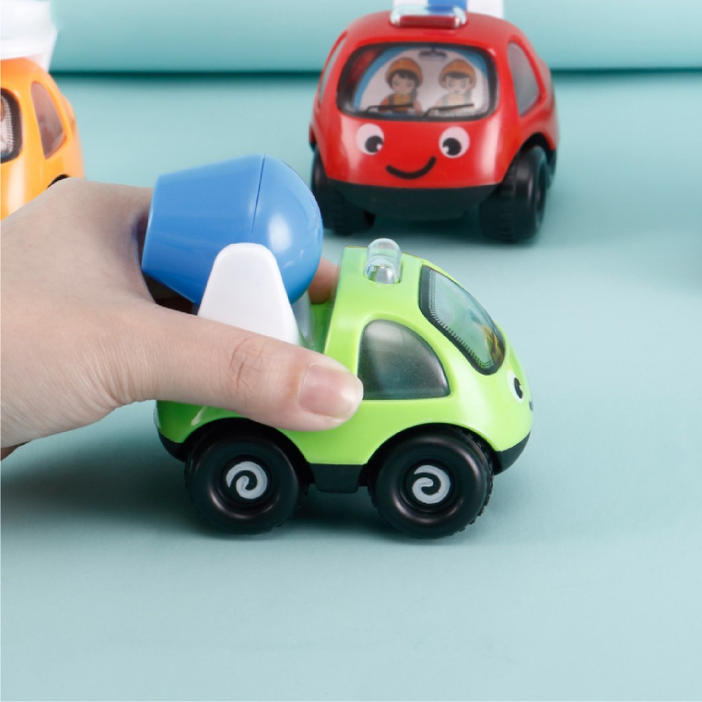 Combo 4 Xe Đồ Chơi Công Trường Mini Máy Múc Cần Cẩu Chạy Trớn Kiểu Dáng Ngộ Nghĩnh Nhựa ABS An Toàn Cho Bé