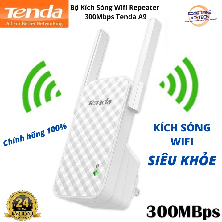 Bộ Kích Sóng Wifi Repeater 300Mbps Tenda A9 - Hàng Chính Hãng