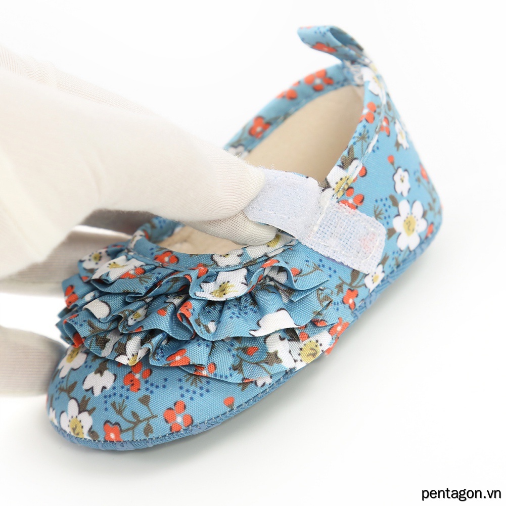 Giày Búp Bê Công Chúa Đế Mềm Chống Trượt Có Băng Đô Cài Tóc Dành Cho Bé Gái 0-18 Tháng Tuổi