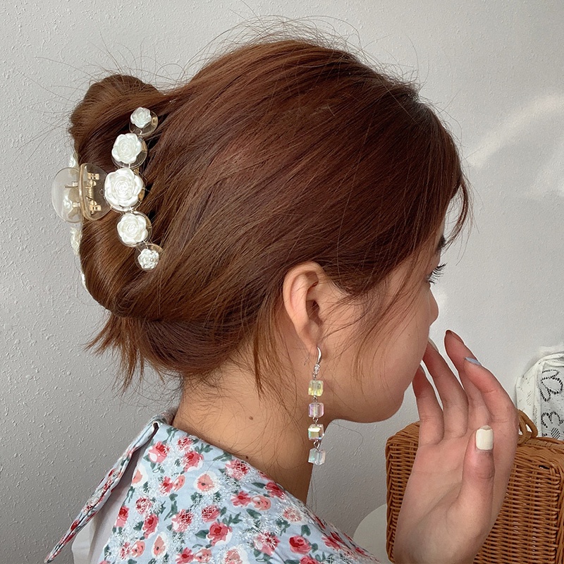 Kẹp Tóc Hình Hoa Hồng Trắng Thanh Lịch Thời Trang Hàn Quốc Cho Nữ