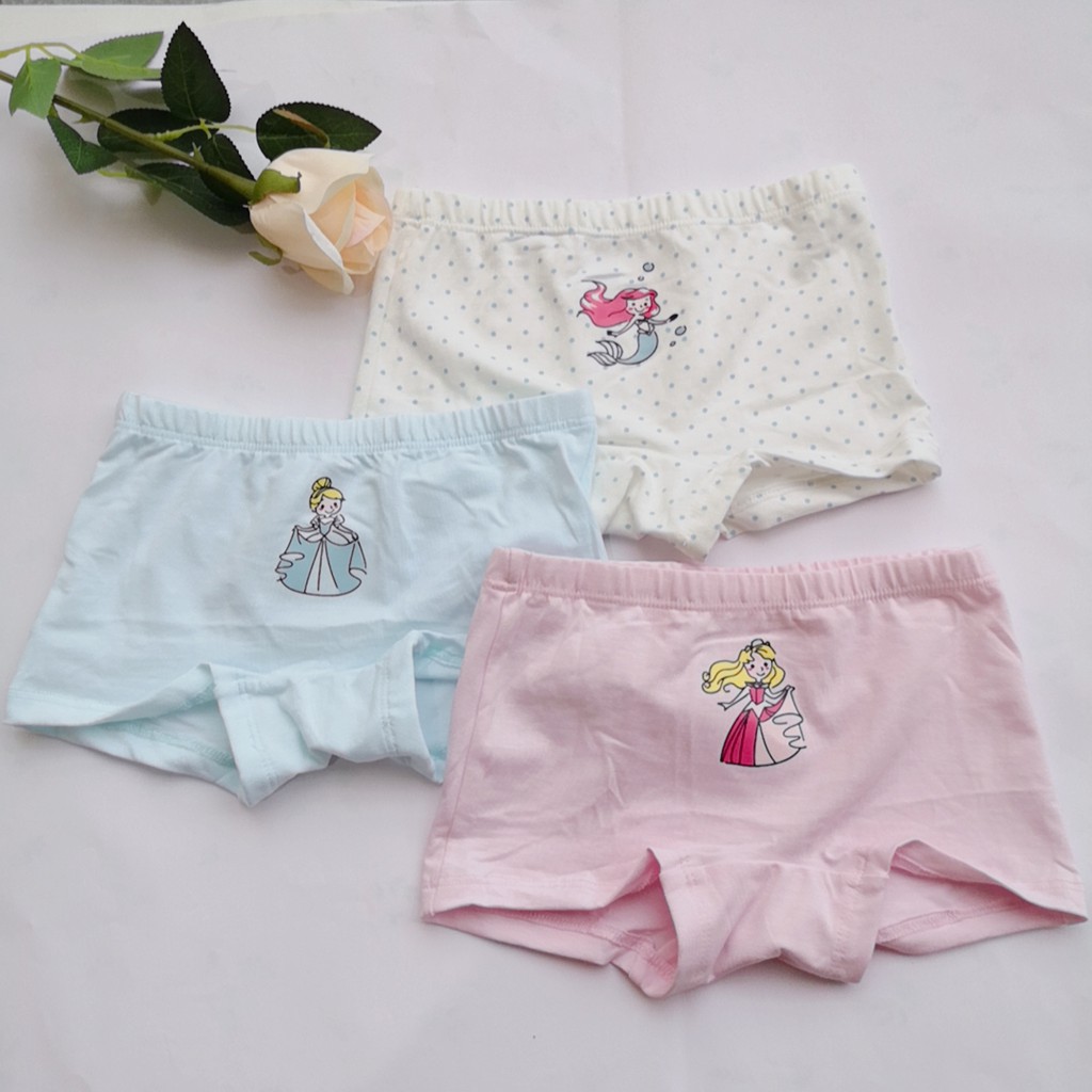 3 Quần lót 95% cotton 5% in hình công chúa Disney cho bé gái 2-12 tuổi