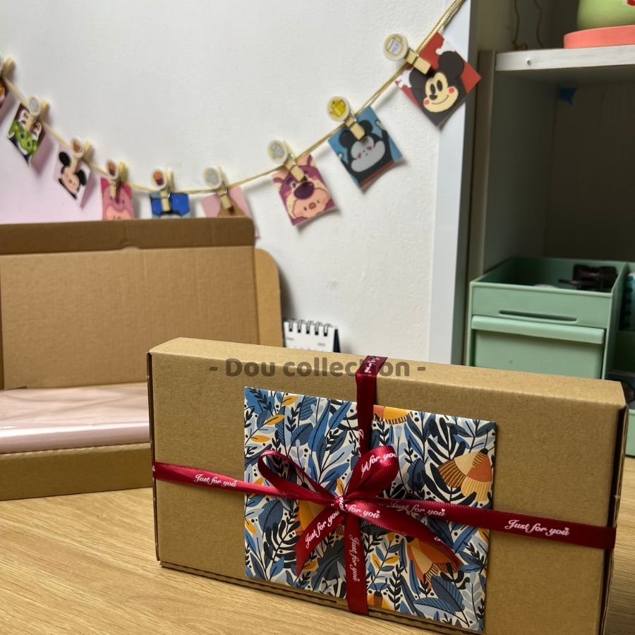 [NowShip2h] Hộp quà Kraft Vintage đựng quà tặng Khăn len và lụa đính nơ ruy băng dễ thương