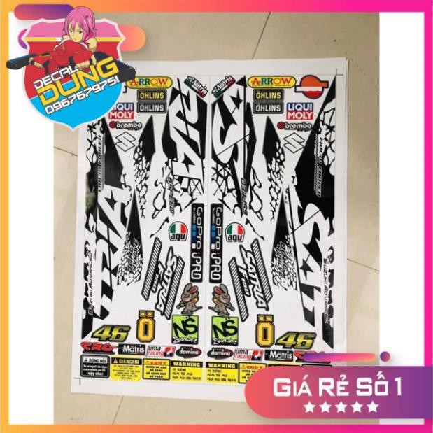 Trọn bộ Tem xe Satria Fi trắng đen
