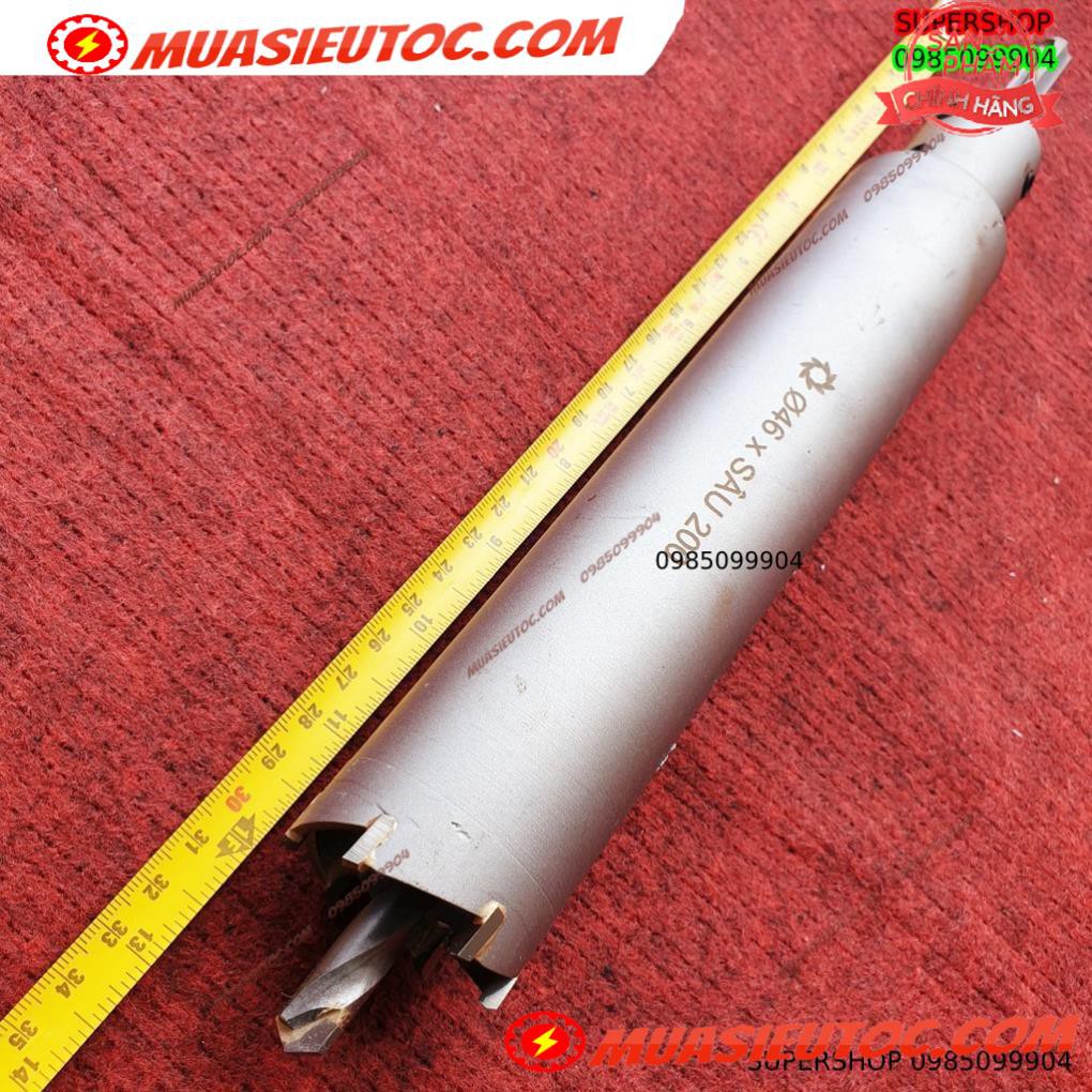 Mũi khoan rút lõi khoét tường gạch sâu Phi 46 x 200 mm không khoan bê tông, không khoan chế búa