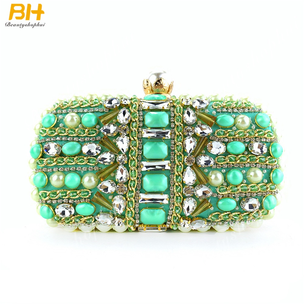 Ví Cầm Tay Thêu Họa Tiết Đính Ngọc Trai Giả Thời Trang Cho Nữ