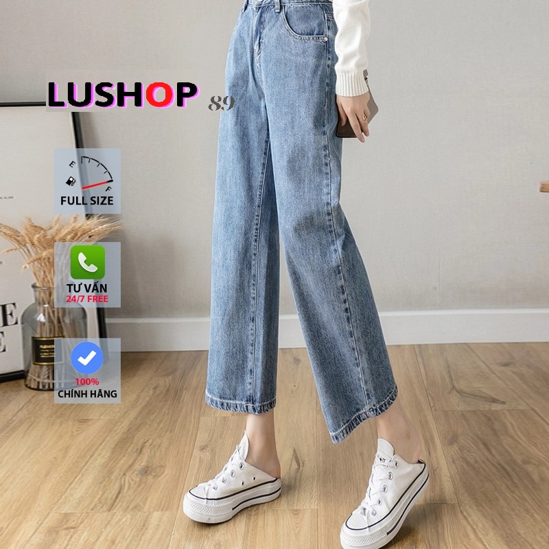 Quần jean bò ống rộng quần jean bò ống suông jeans nữ lưng cao cạp cao quần nữ đẹp hot QT06 lushop89 | BigBuy360 - bigbuy360.vn