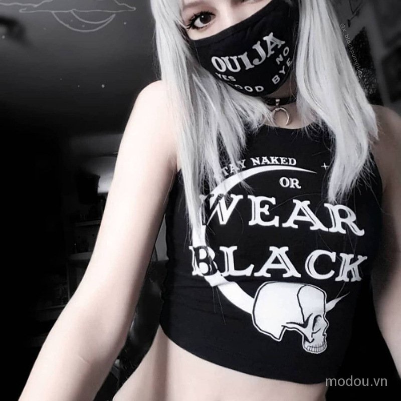Áo Tank Top Hoạ Tiết Chữ In Phong Cách Punk Cho Phái Nữ