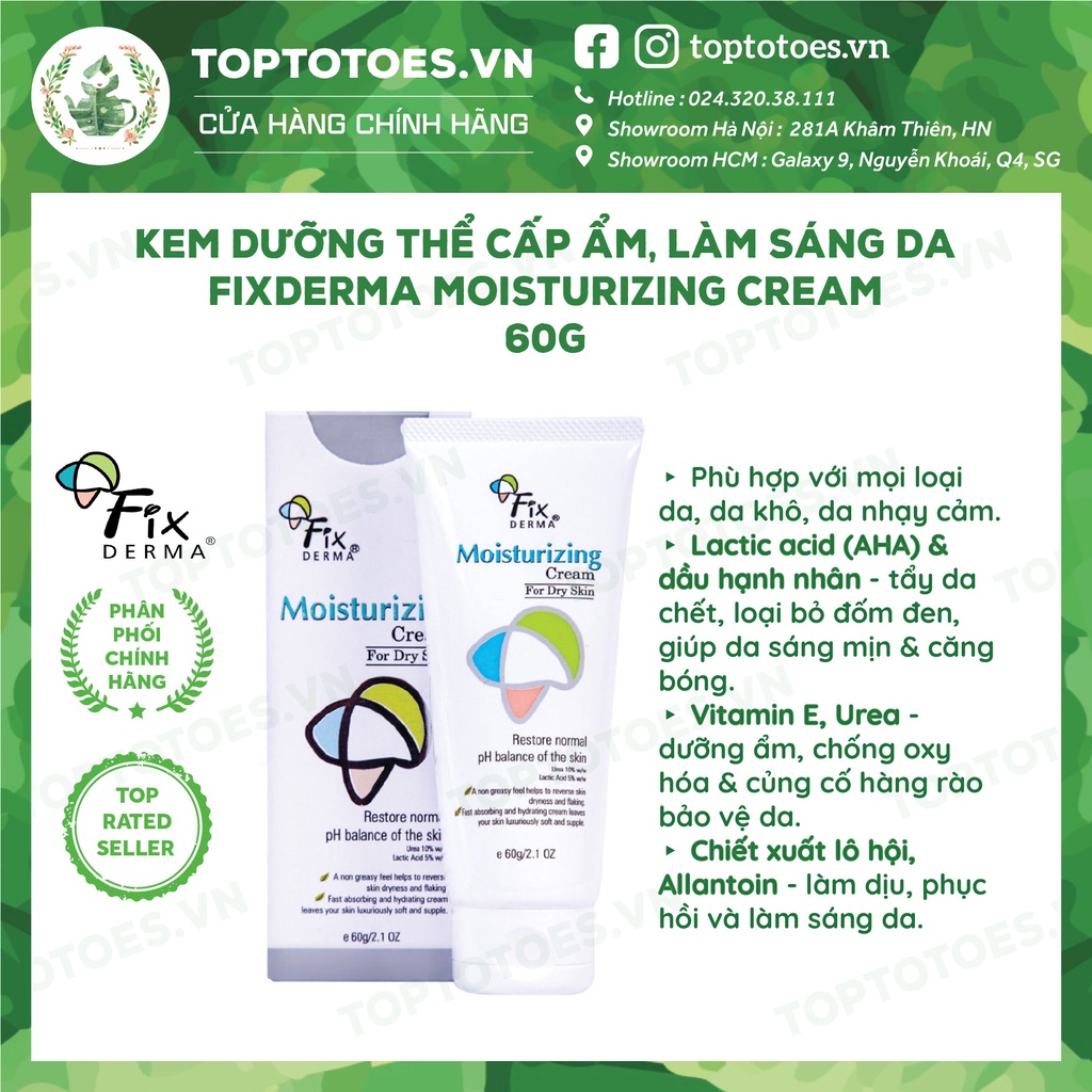 Kem dưỡng thể cấp ẩm, làm sáng da Fixderma Moisturizing Cream - 60g [NHẬP KHẨU CHÍNH HÃNG 100%]