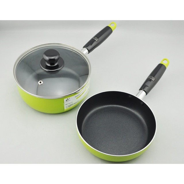 Bộ nồi & chảo Nhật ⚡NẤU CHÁO, BỘT, ĐA NĂNG ⚡cho Bếp GAS, bếp TỪ 16cm Justcook cho bé