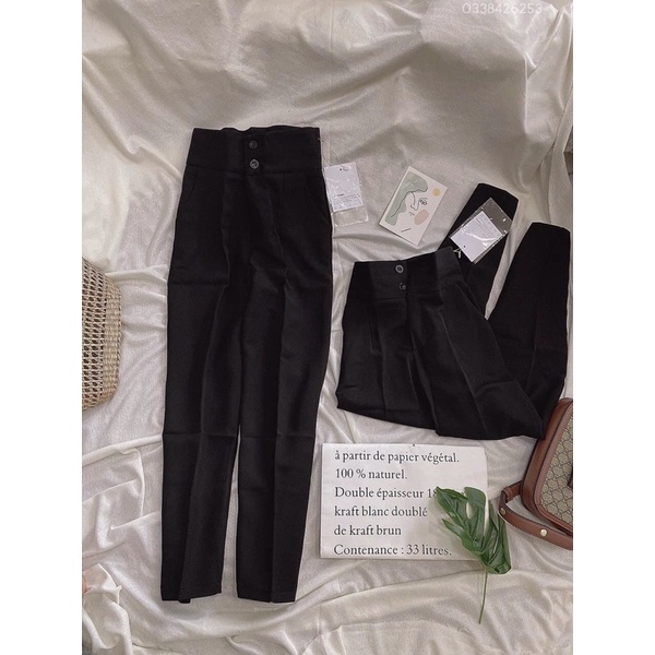 quần tây 2nut baggy lưng cao 2 co bán nguyên set (lưu ý quần dài 88cm) form nhỏ
