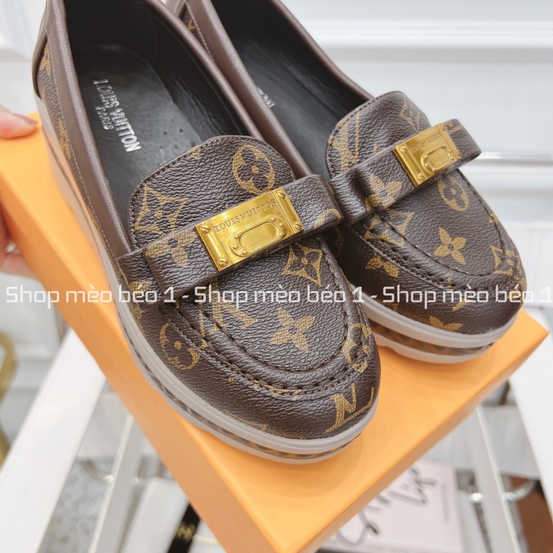 Giày đế xuồng nơ ngang hoa nâu spsl fullbox