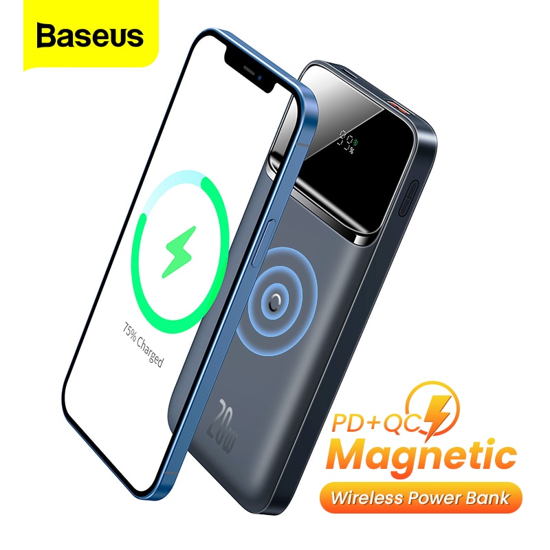 【COD】Baseus Magnetic Wireless Charger Powerbank 10000mAh PD 20W External Battery For iPhone 12 Pro Samsung Xiaomi