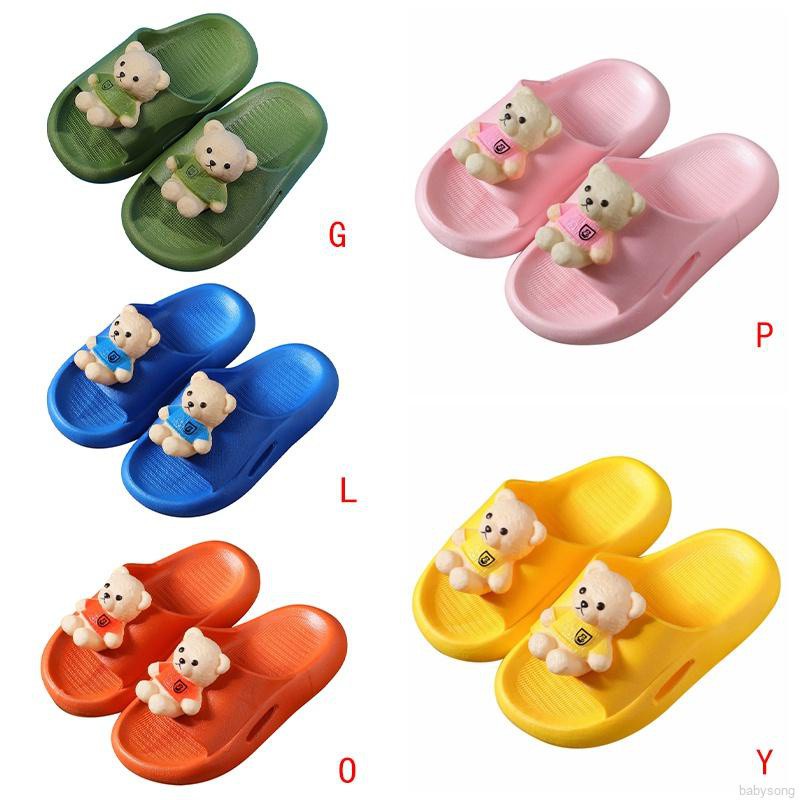 Dép Sandal Đế Cao Su Mềm Hình Gấu Hoạt Hình Ba Chiều Cho Bé