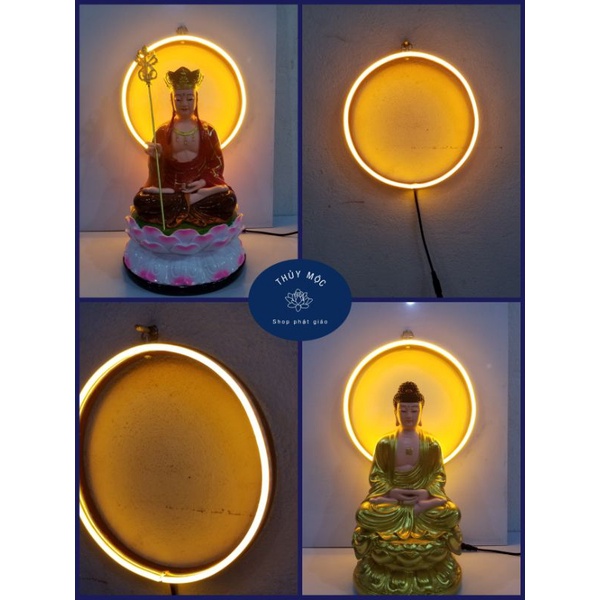 Hào quang đèn Led ko đế trang trí tượng Phật - 4 size