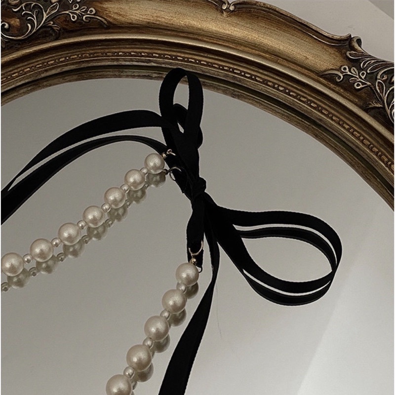 vòng cổ chocker cao cấp đính hạt ngọc đeo được nhiều kiểu mã Th016458