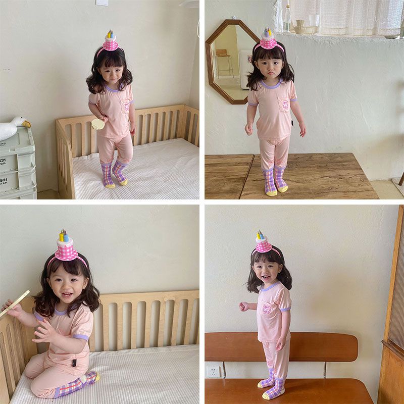 Bộ Đồ Ngủ Tay Ngắn Cổ Tròn Thời Trang Mùa Hè Cho Bé