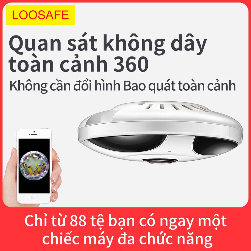 Camera WiFi toàn cảnh 360 độ, góc nhìn rộng, giám sát từ xa trên điện thoại di động có kết nối WiFi