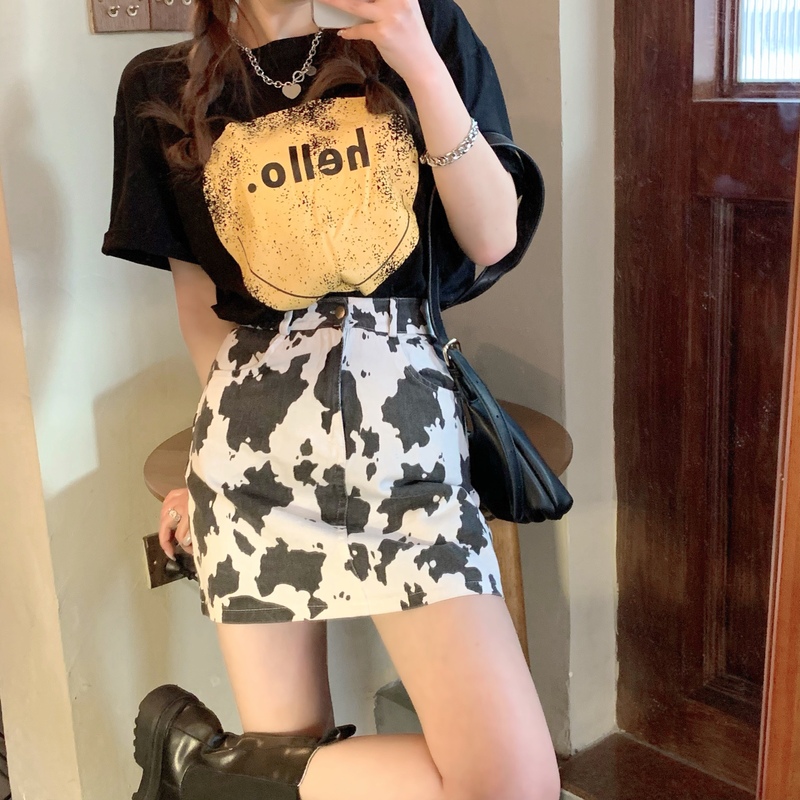 Chân Váy Chữ A Lưng Cao In Họa Tiết Xinh Xắn Dành Cho Nữ