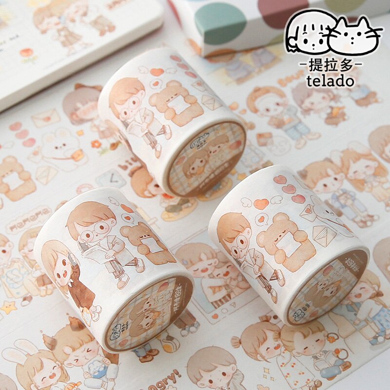 Cuộn Băng Keo Giấy Washi 5mm Hình Cô Gái Dễ Thương Trang Trí Sổ Tay Nhật Ký