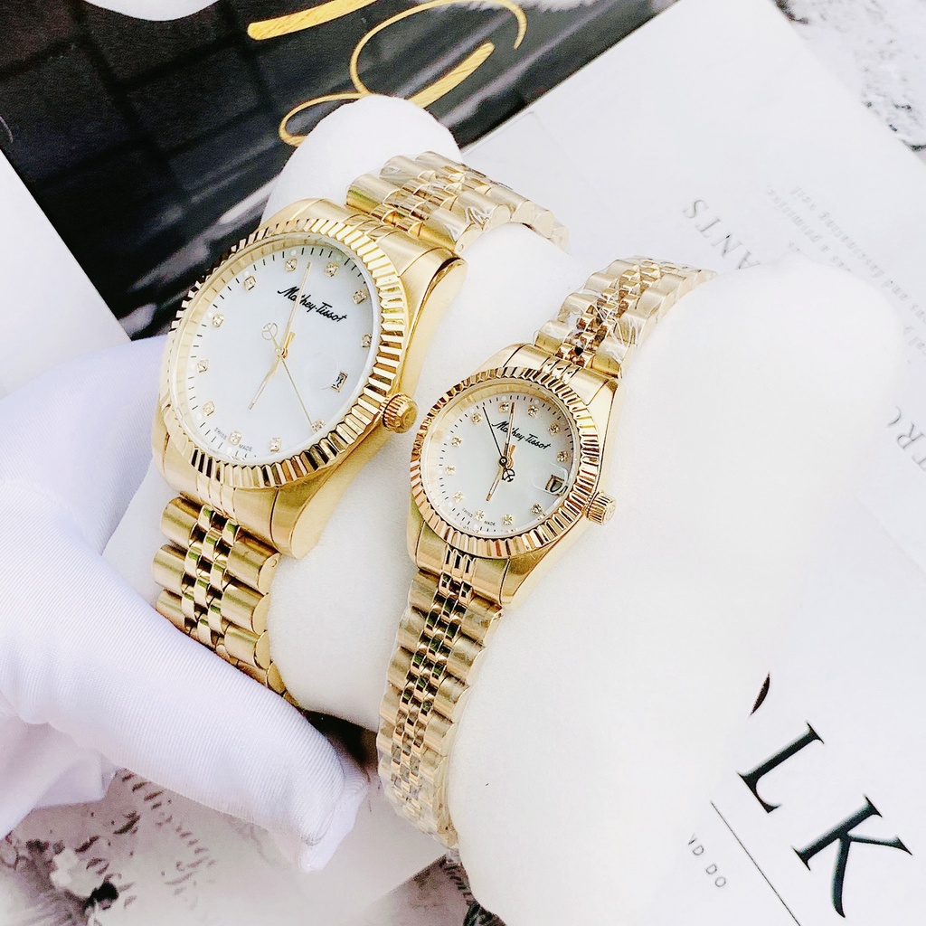 Đồng hồ đôi nam nữ dây thép Mathey Tissot H710PI Và D710PI