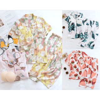 Bộ Đồ Pijama Nữ Mặc Nhà, Quần Áo Ngủ Nữ Ngắn Tay Azuno BN196 Chất Liệu Cotton Lụa Cho Mùa Hè