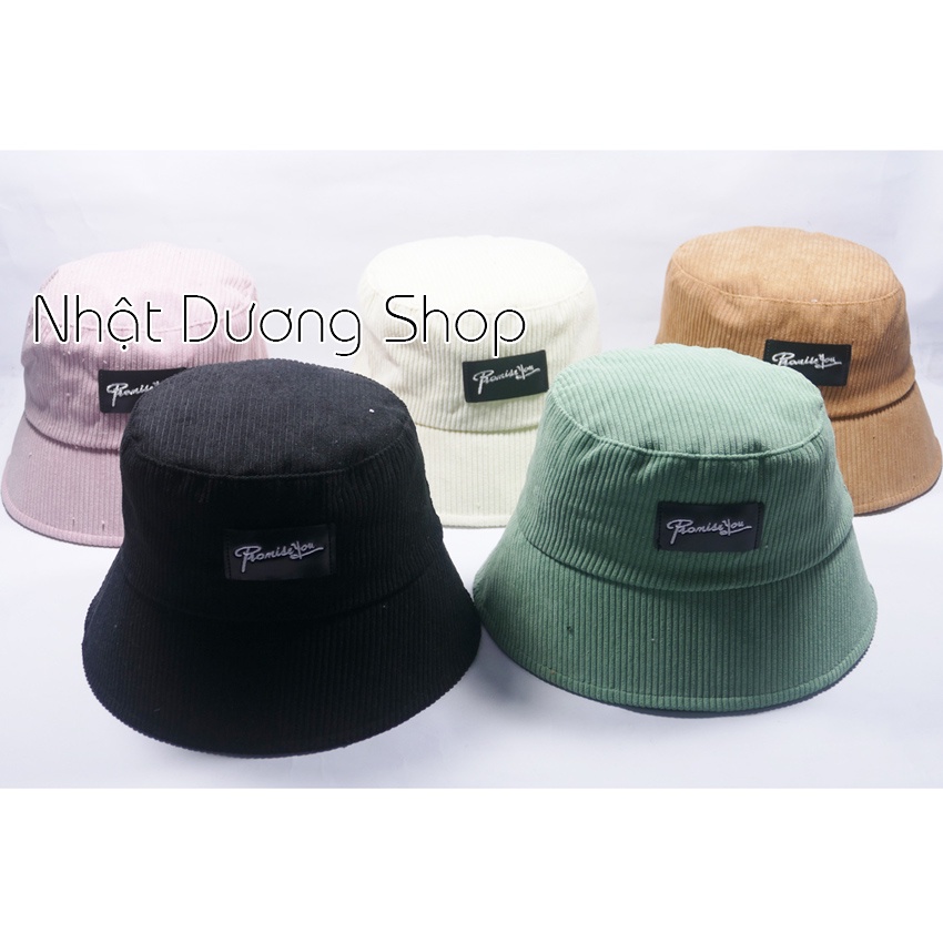 Nón Bucket vành cụp- Nón tai bèo thêu PromissYou chất nhung cao cấp phù hợp cho cả nam và nữ