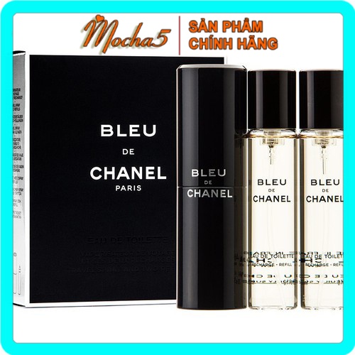 Combo nước hoa nam CHANEL Bleu de Chanel Eau de Toilette - Twist and Spray, hương thơm cuốn hút 3 x 20ml