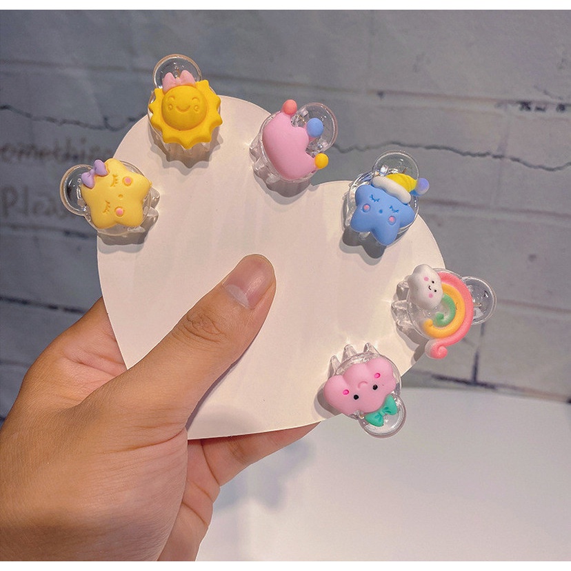 MVP2378 Kẹp Tóc Mini Hình Cầu Vồng / Mặt Trời / Ngôi Sao / Đám Mây Dễ Thương Cho Nữ